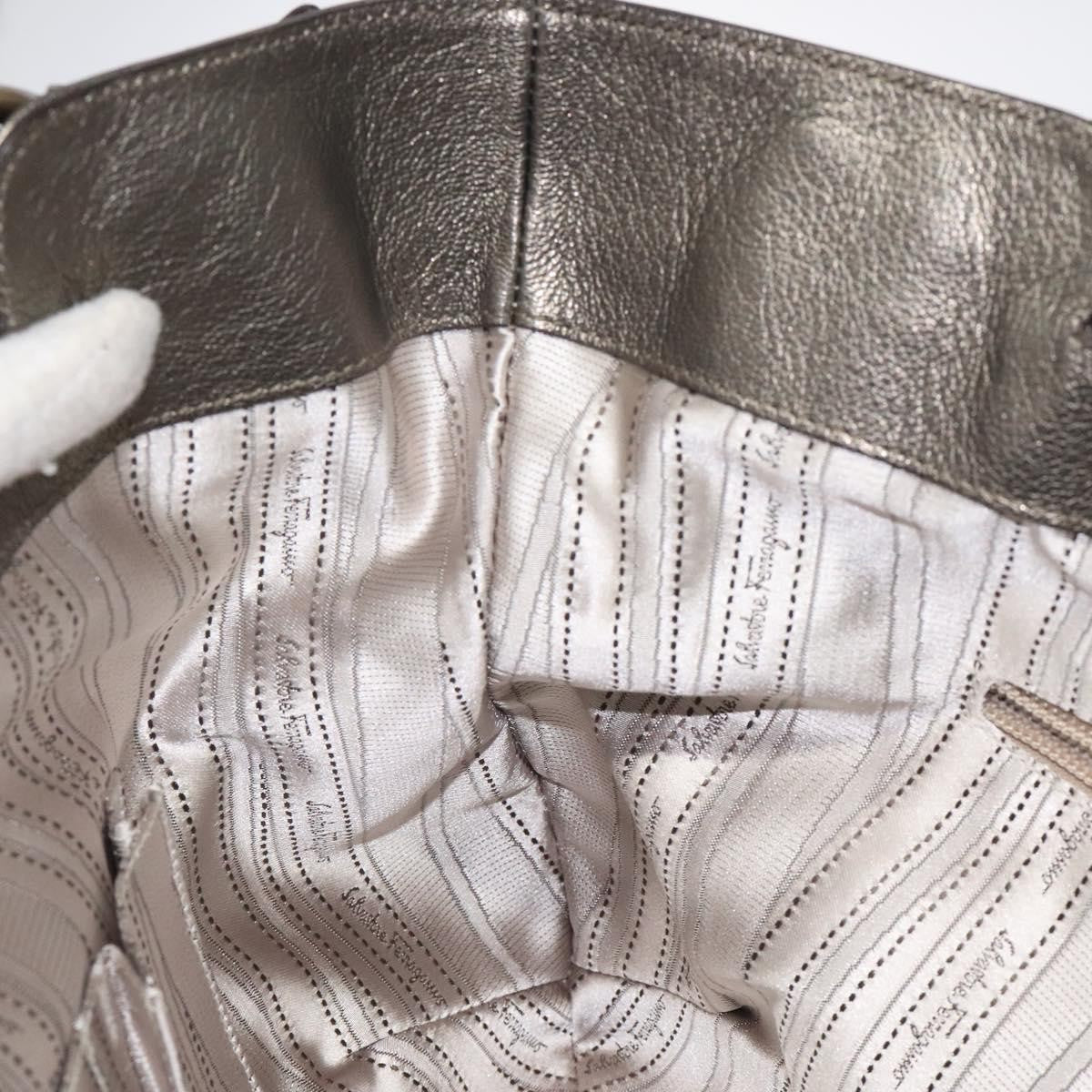 Salvatore Ferragamo Gancini Tote Leather, SILVER, LEATHER, Tote bag