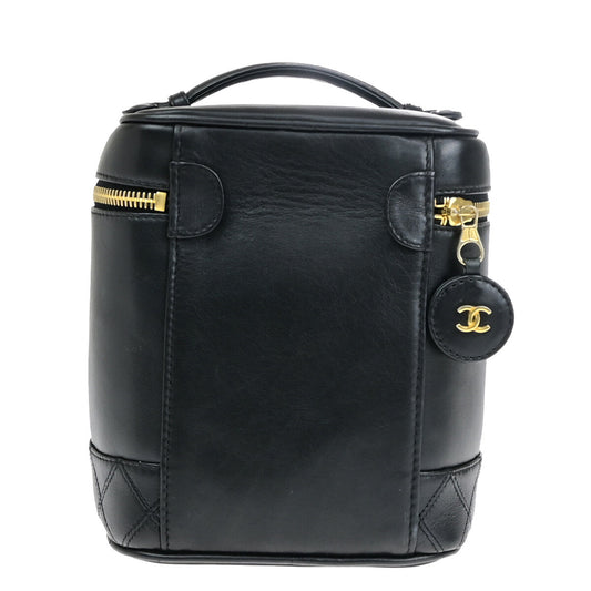 Chanel Vanity pouch Leather, BLACK, LEATHER, Toiletry Case