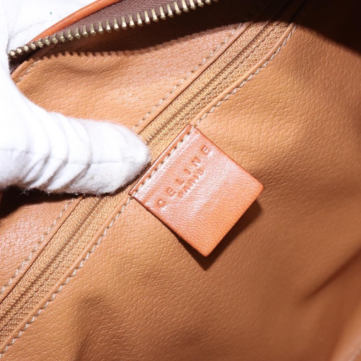 Celine Macadam Handbag Macadam with leather, BROWN, CANVAS, Handbag