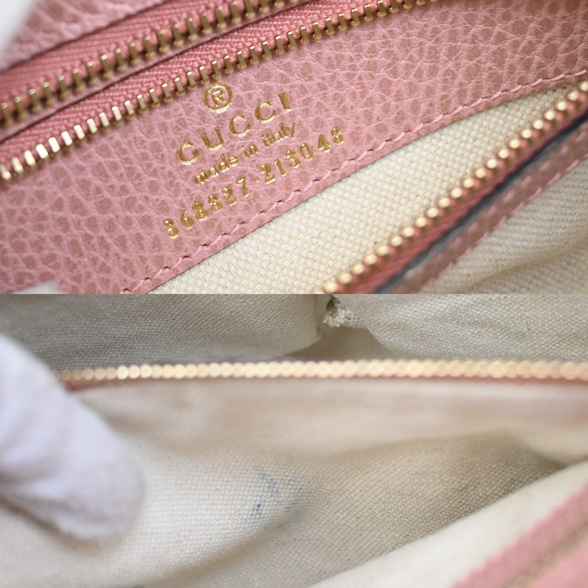 Gucci Swing Crossbody Bag Pebbled Leather, PINK, LEATHER, Crossbody bag