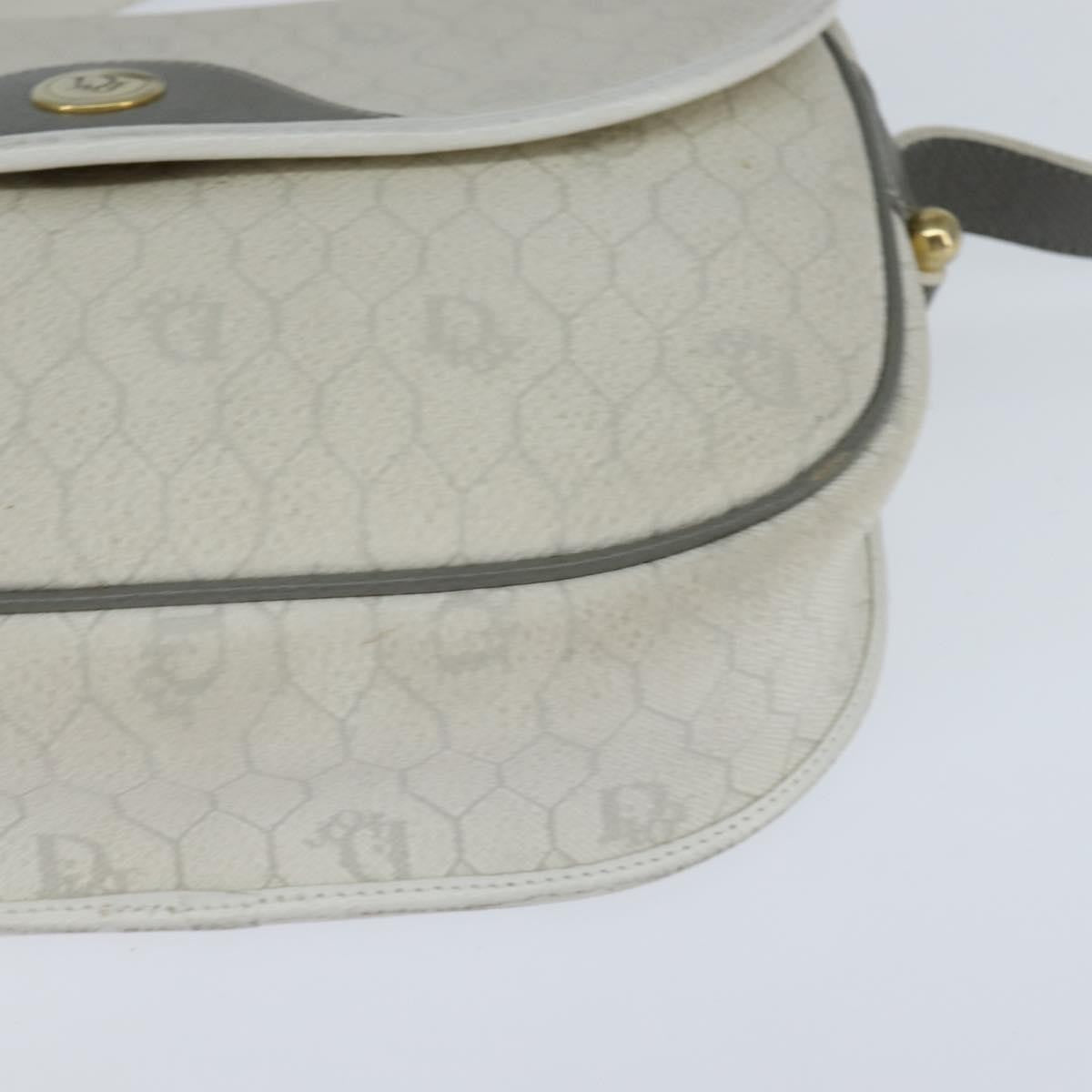Christian Dior Vintage Honeycomb Flap Crossbody Bag Canvas and Leather, WHITE, CANVAS, Shoulder bag