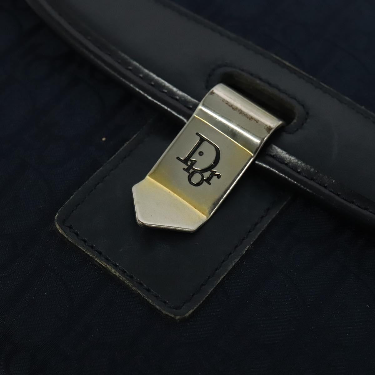 Christian Dior Vintage Trotter Shoulder Bag Embroidered Diorissimo Canvas, NAVY, CANVAS, Shoulder bag