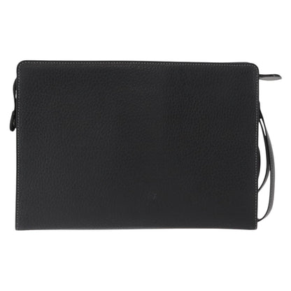 Burberry Zip Clutch Leather, BLACK, LEATHER, Clutche & pouche