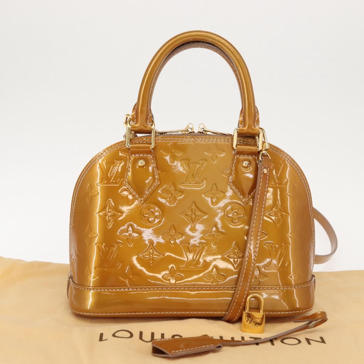 Louis Vuitton Alma Handbag Monogram Vernis, GOLD, PATENT_LEATHER, Handbag