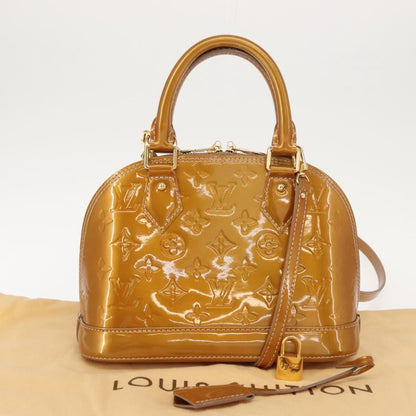 Louis Vuitton Alma Handbag Monogram Vernis, GOLD, PATENT_LEATHER, Handbag