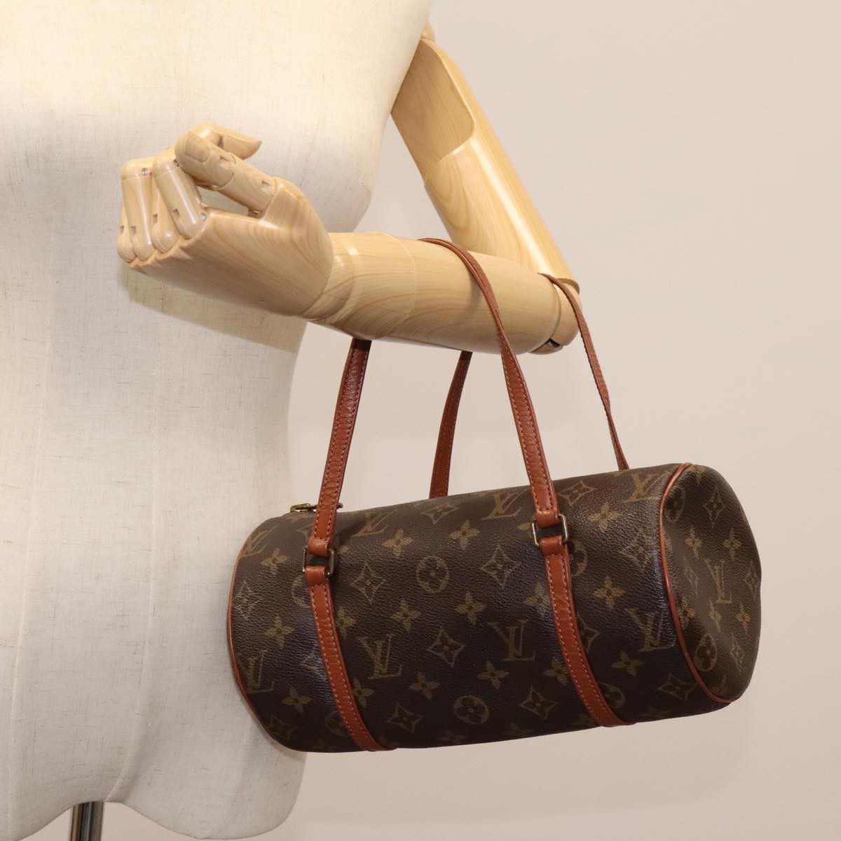 Louis Vuitton Papillon Handbag Monogram Canvas, BROWN, CANVAS, Handbag