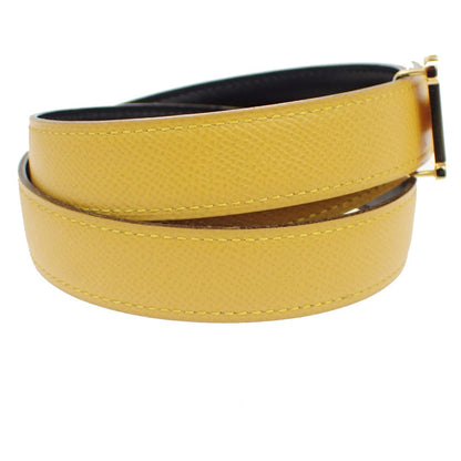 Hermes Constance Reversible Belt Leather, YELLOW, LEATHER, Belts
