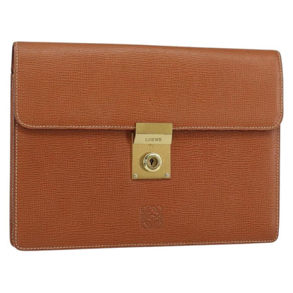 Loewe Anagram Clutch Bag Leather, BROWN, LEATHER, Clutche & pouche