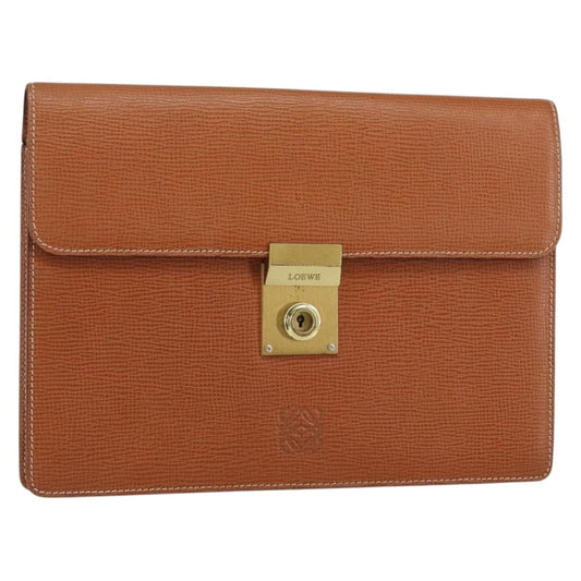 Loewe Anagram Clutch Bag Leather, BROWN, LEATHER, Clutche & pouche