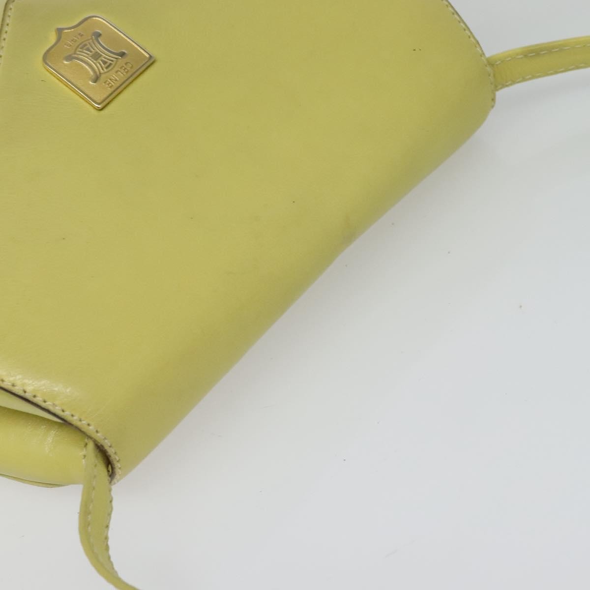 Celine Flap Shoulder Bag Leather, YELLOW, LEATHER, Shoulder bag