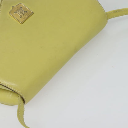 Celine Flap Shoulder Bag Leather, YELLOW, LEATHER, Shoulder bag