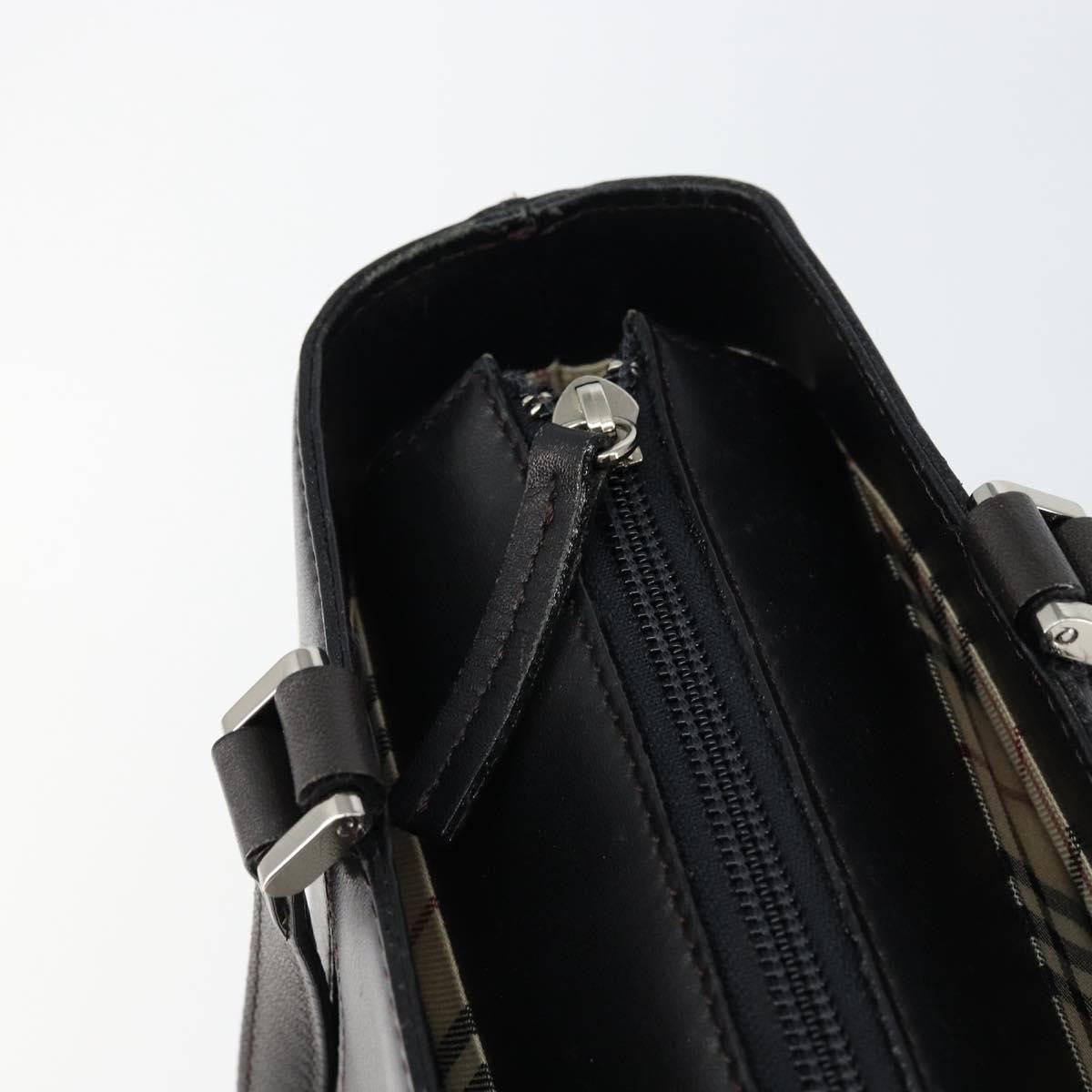Burberry Handle Tote Leather, BLACK, LEATHER, Tote bag
