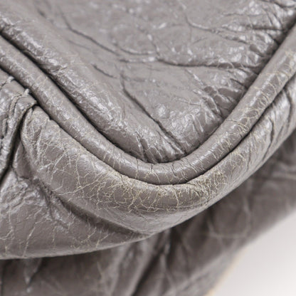 Balenciaga Blanket Square Bag Leather, GRAY, LEATHER, Handbag