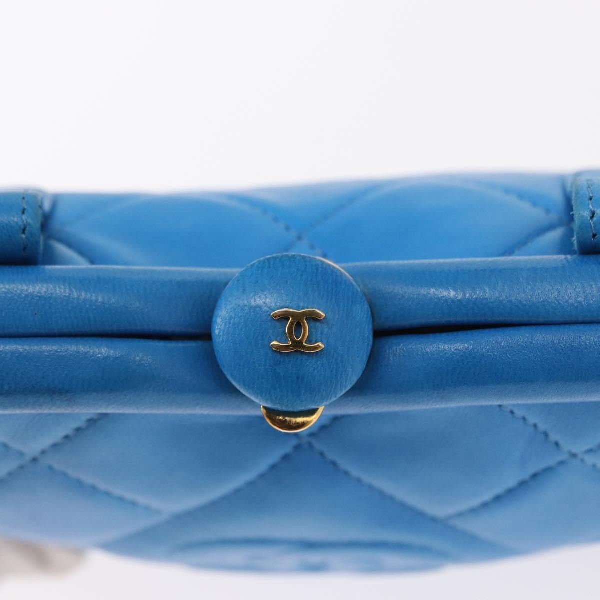 Chanel Vintage Diamond CC Tassel Waist Bag Quilted Lambskin, BLUE, LEATHER, Clutche & pouche