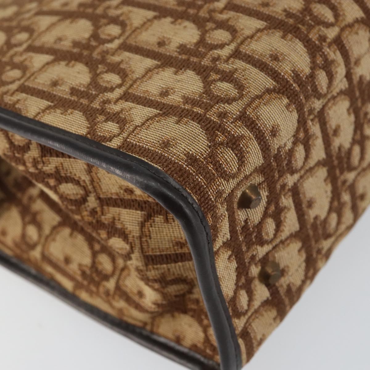 Christian Dior Vintage Trotter Handbag Canvas, BEIGE, CANVAS, Handbag