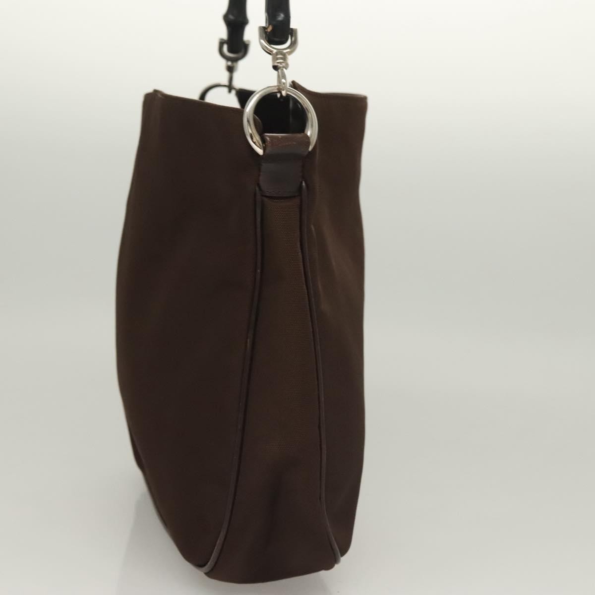Gucci Vintage Bamboo Handle Tote Nylon, BROWN, NYLON, Tote bag