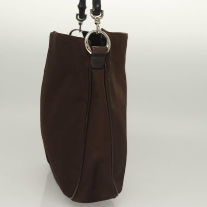 Gucci Vintage Bamboo Handle Tote Nylon, BROWN, NYLON, Tote bag