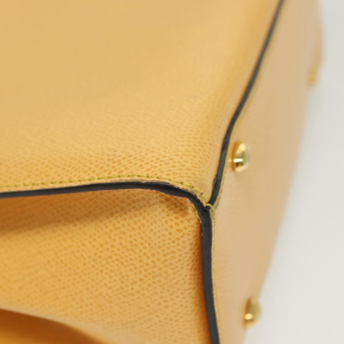 Celine Vintage Convertible Turnlock Top Handle Bag Leather, YELLOW, LEATHER, Handbag