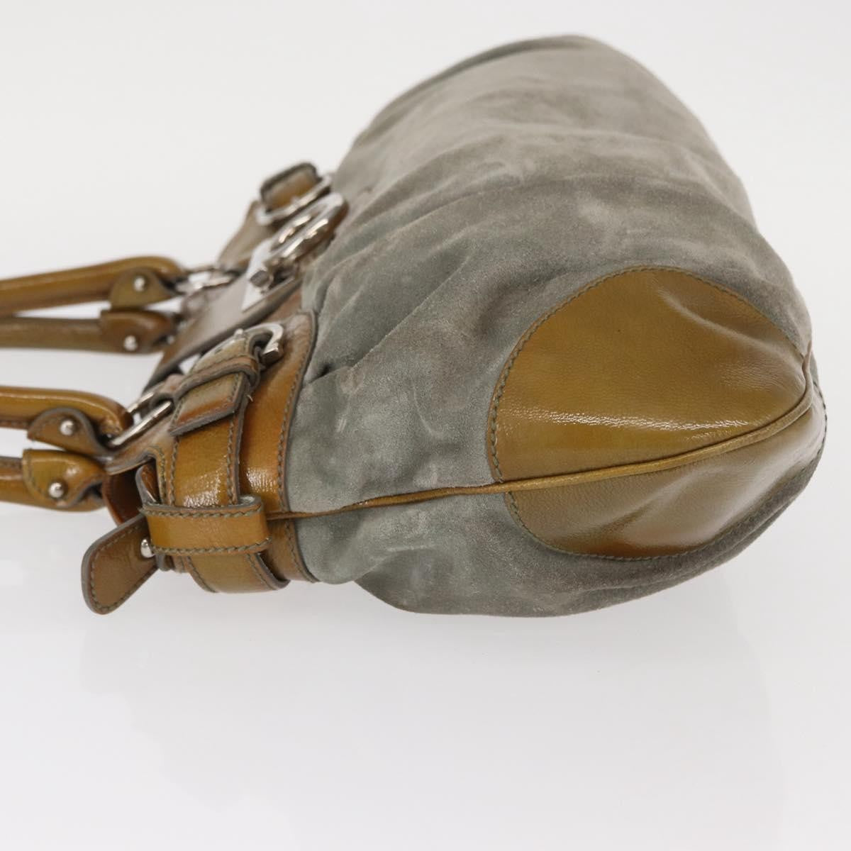 Salvatore Ferragamo Gancini handbag Suede, GREEN, SUEDE, Handbag