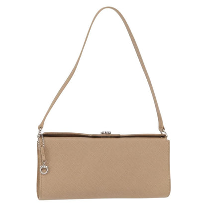 Salvatore Ferragamo Gancini Shoulder Bag Leather, BEIGE, LEATHER, Shoulder bag