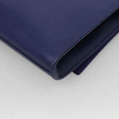 Saint Laurent Chyc Clutch Leather, BLUE, LEATHER, Clutche & pouche