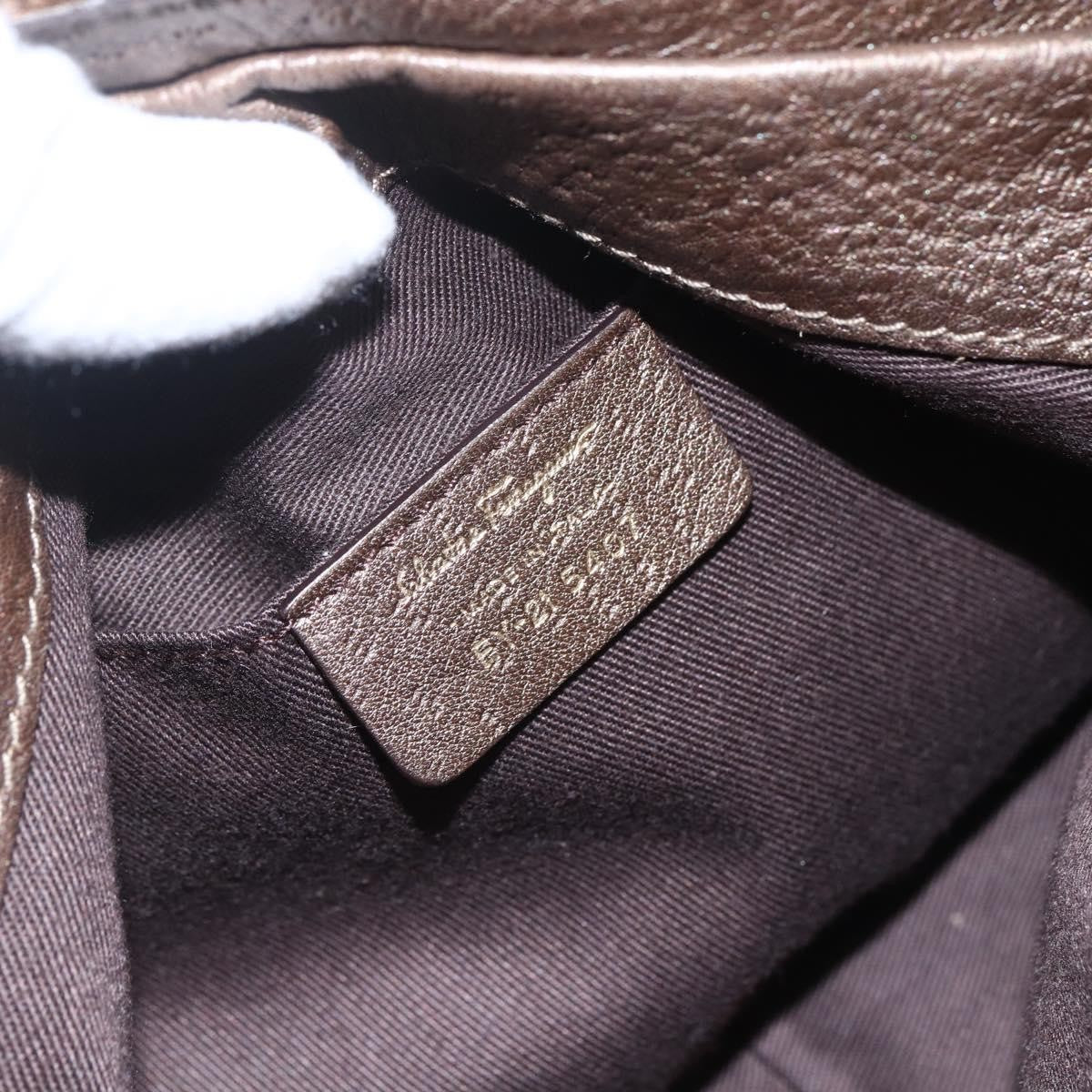 Salvatore Ferragamo Vintage Shoulder Bag Leather, BROWN, LEATHER, Shoulder bag