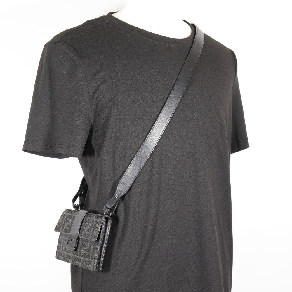 Fendi Baguette Convertible Belt Bag Zucca canvas, BLACK, CANVAS, Crossbody bag
