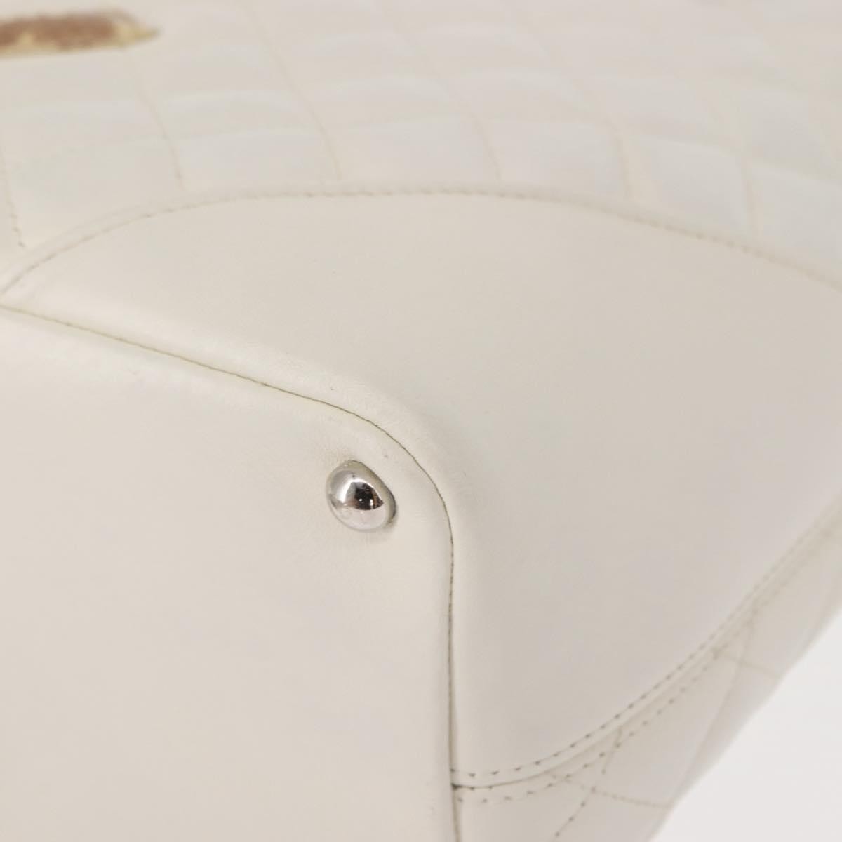Chanel Cambon Tote Quilted Leather, WHITE, LEATHER, Tote bag