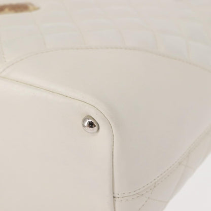 Chanel Cambon Tote Quilted Leather, WHITE, LEATHER, Tote bag