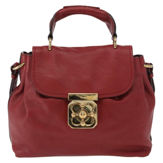 Chloe Elsie Convertible Satchel Leather, Red, Leather, Handbag