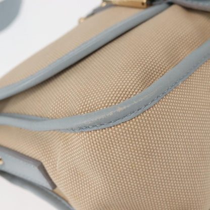 Fendi Logo Flap Shoulder Bag Canvas, BEIGE, CANVAS, Shoulder bag