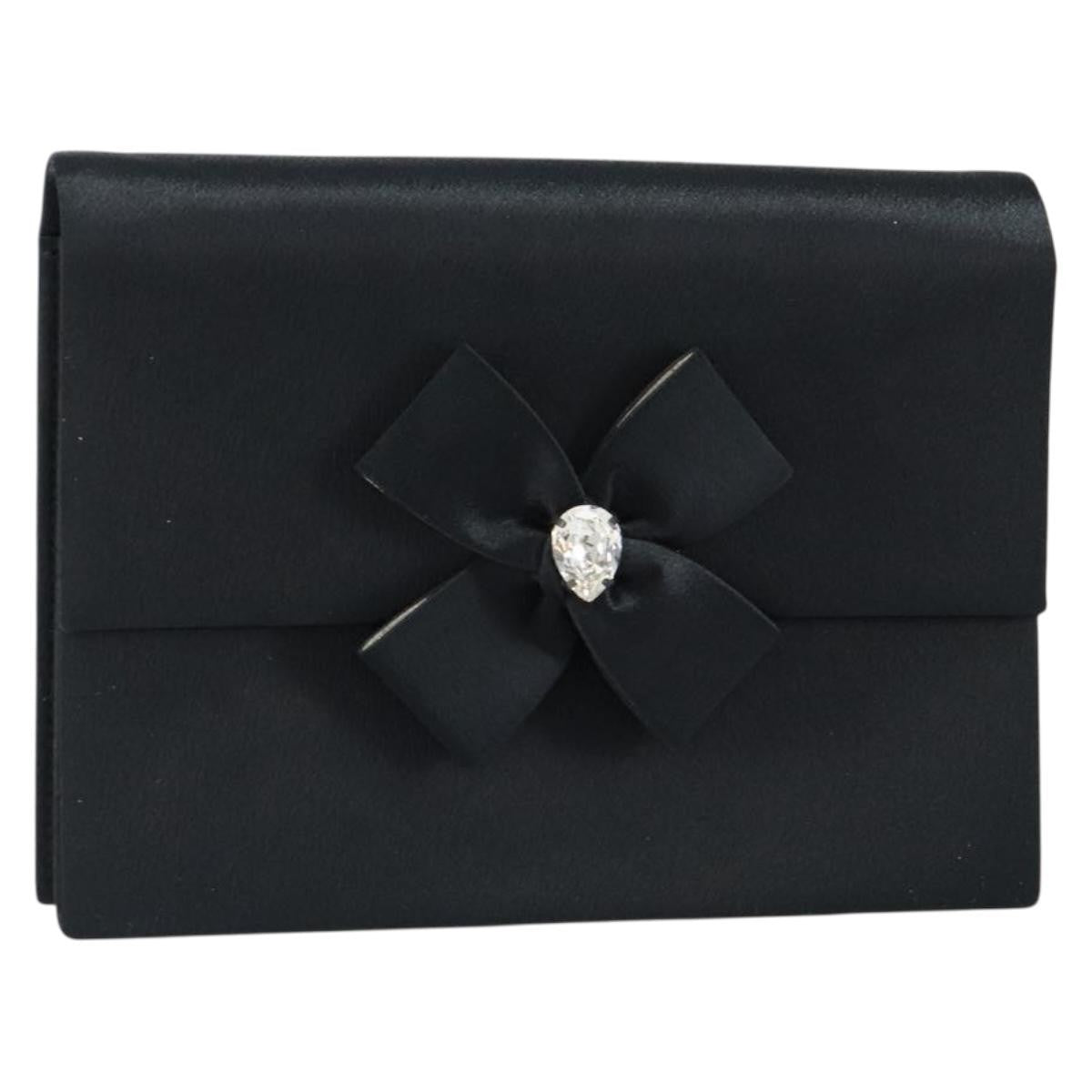 Saint Laurent Vintage Pouch Satin, BLACK, SATIN, Clutche & pouche