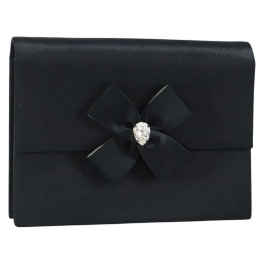 Saint Laurent Vintage Pouch Satin, BLACK, SATIN, Clutche & pouche
