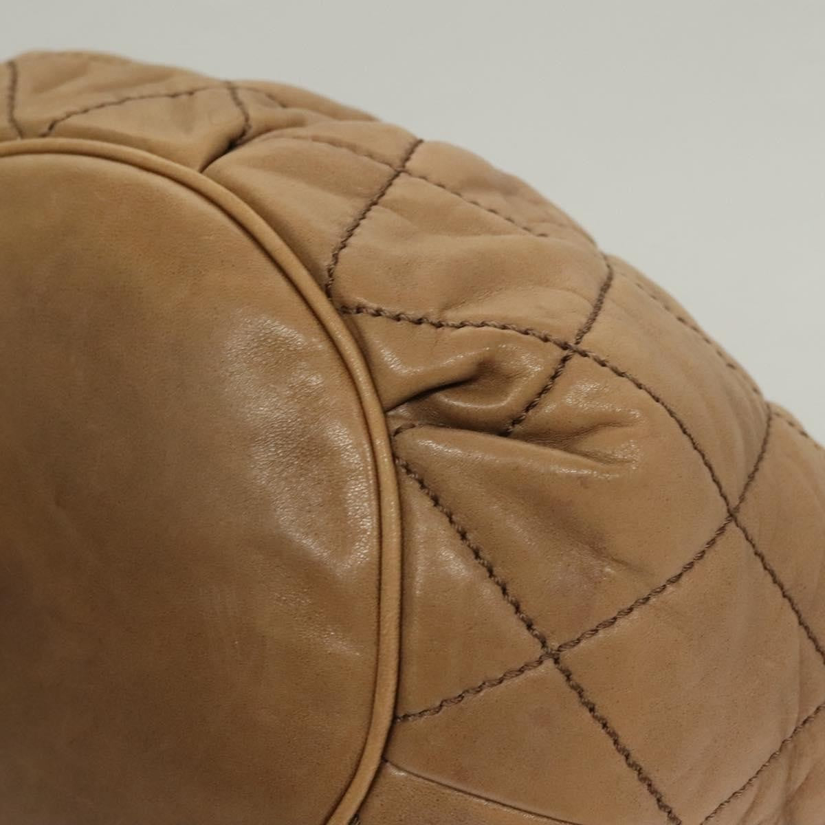 Chanel Vintage Wild Stitch Zip Shoulder Bag Quilted Lambskin, BROWN, LEATHER, Shoulder bag