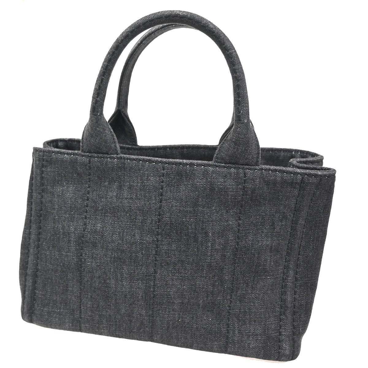 Prada Canapa Convertible Tote Denim, BLACK, DENIM_JEANS, Tote bag