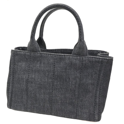 Prada Canapa Convertible Tote Denim, BLACK, DENIM_JEANS, Tote bag