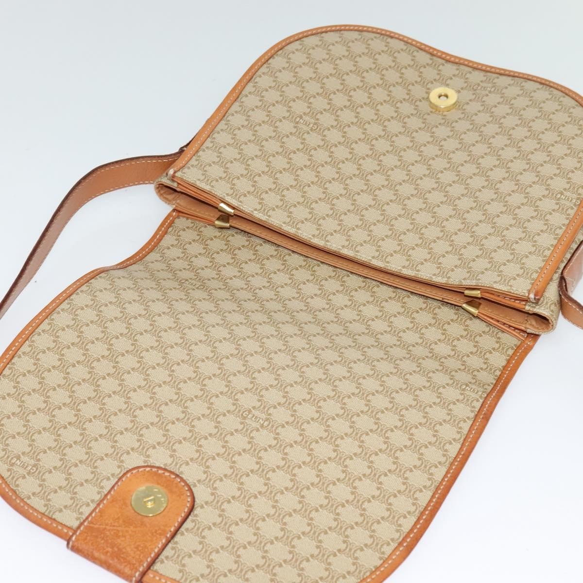 Celine Macadam Shoulder Bag PVC Leather, BEIGE, CANVAS, Shoulder bag