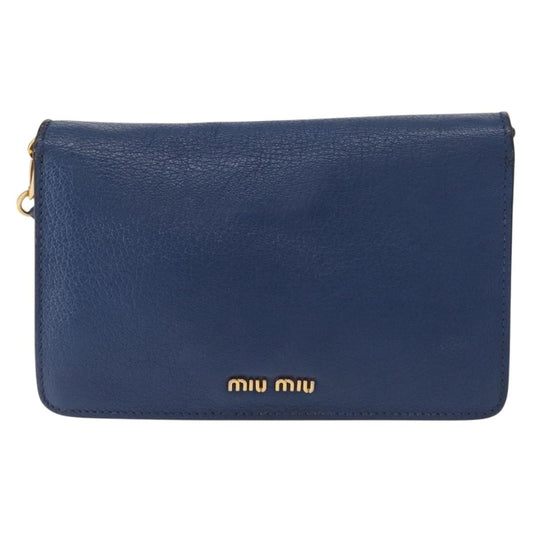 Miu Miu Shoulder Bag Leather, BLUE, LEATHER, Shoulder bag