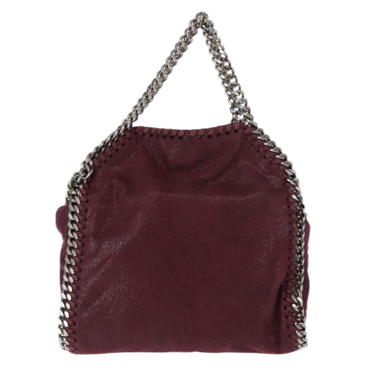 Stella McCartney Falabella Fold Over Crossbody Bag Velvet, BURGUNDY, POLYESTER, Crossbody bag