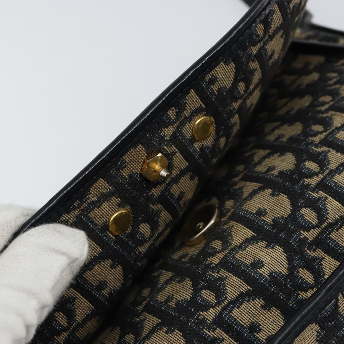 Christian Dior Vintage Trotter Shoulder Bag Canvas, NAVY, CANVAS, Shoulder bag