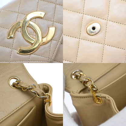 Chanel Vintage Envelope Flap Bag Quilted Lambskin, BEIGE, LEATHER, Clutche & pouche