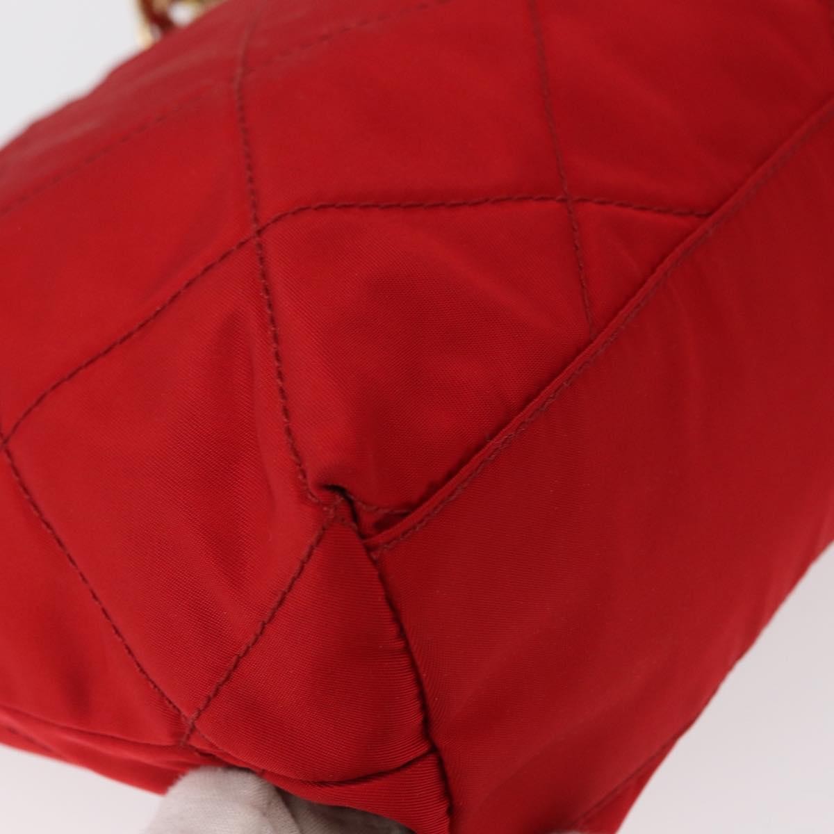 Prada Chain Shoulder Bag Quilted Tessuto, RED, NYLON, Shoulder bag