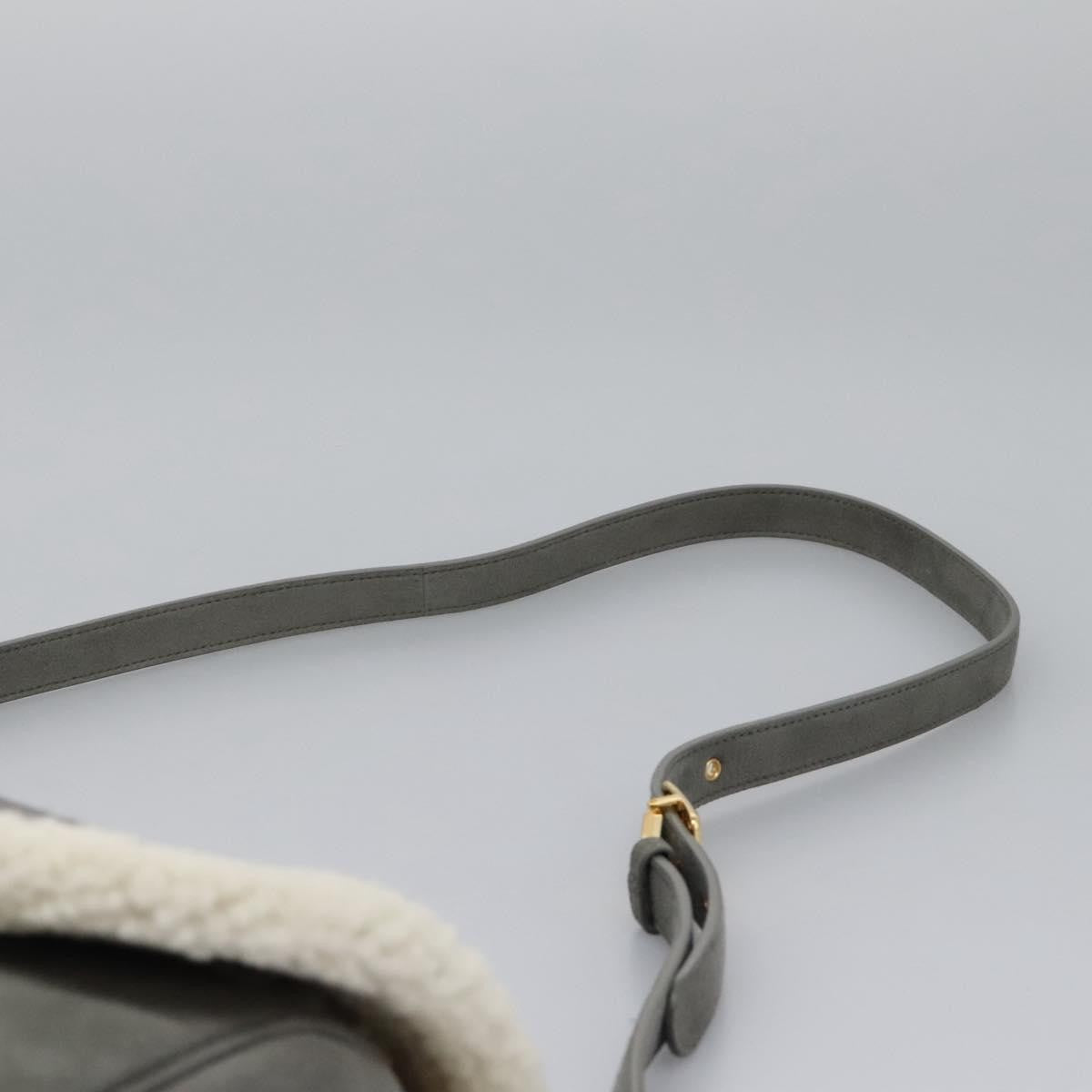 Christian Dior Bobby Flap Bag Shearling and Suede, GRAY, SUEDE, Shoulder bag