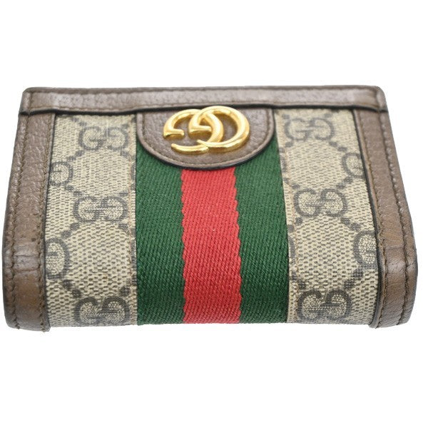 Gucci Ophidia Flap Card Case GG Coated Canvas, BROWN, CANVAS, Wallets