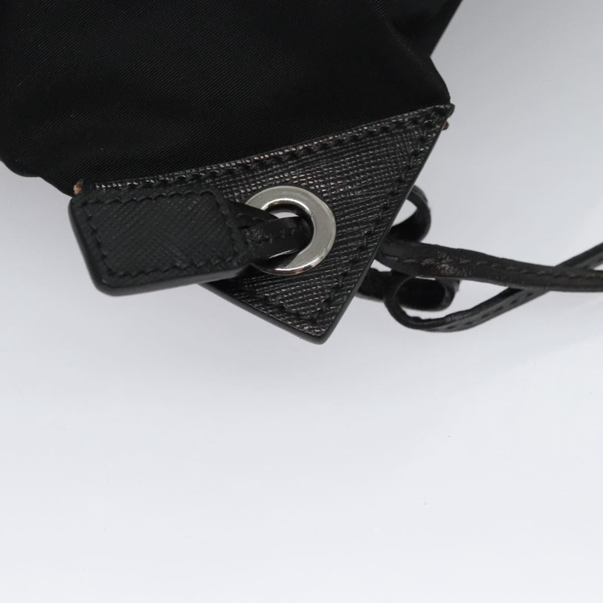 Prada Logo Drawstring Backpack Tessuto with Printed Saffiano, BLACK, NYLON, Backpack