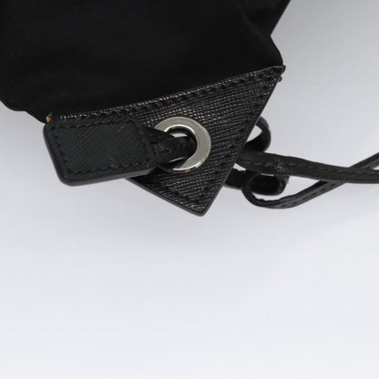 Prada Logo Drawstring Backpack Tessuto with Printed Saffiano, BLACK, NYLON, Backpack