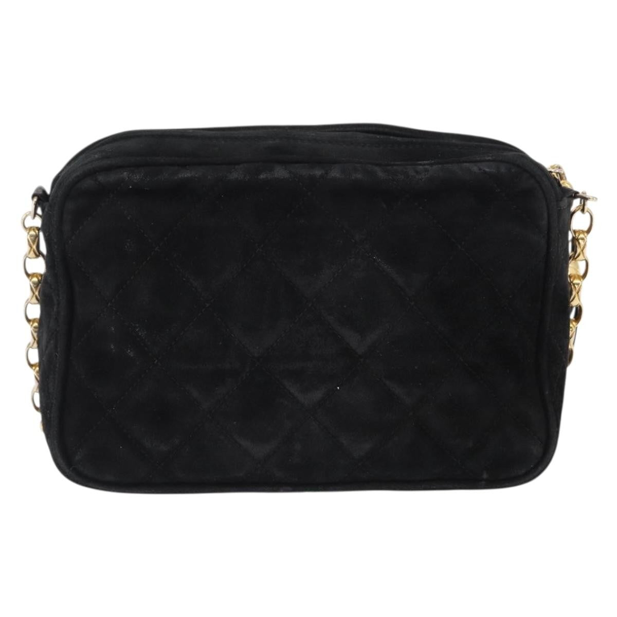 Chanel Vintage Front Pocket Camera Bag Quilted Suede, BLACK, SUEDE, Shoulder bag