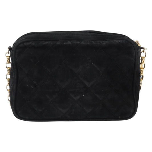 Chanel Vintage Front Pocket Camera Bag Quilted Suede, BLACK, SUEDE, Shoulder bag