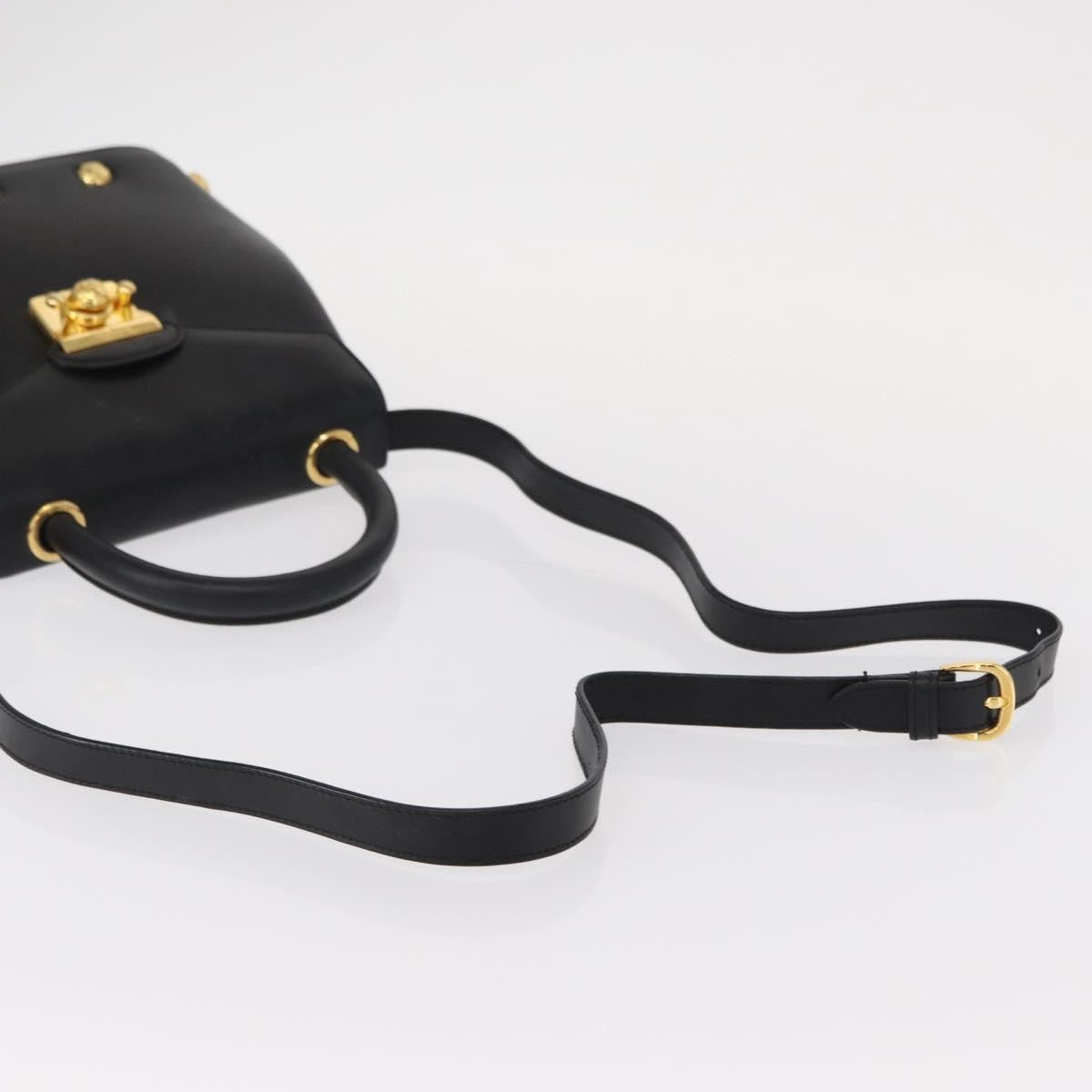 Salvatore Ferragamo Vintage Handbag Leather, BLACK, LEATHER, Handbag