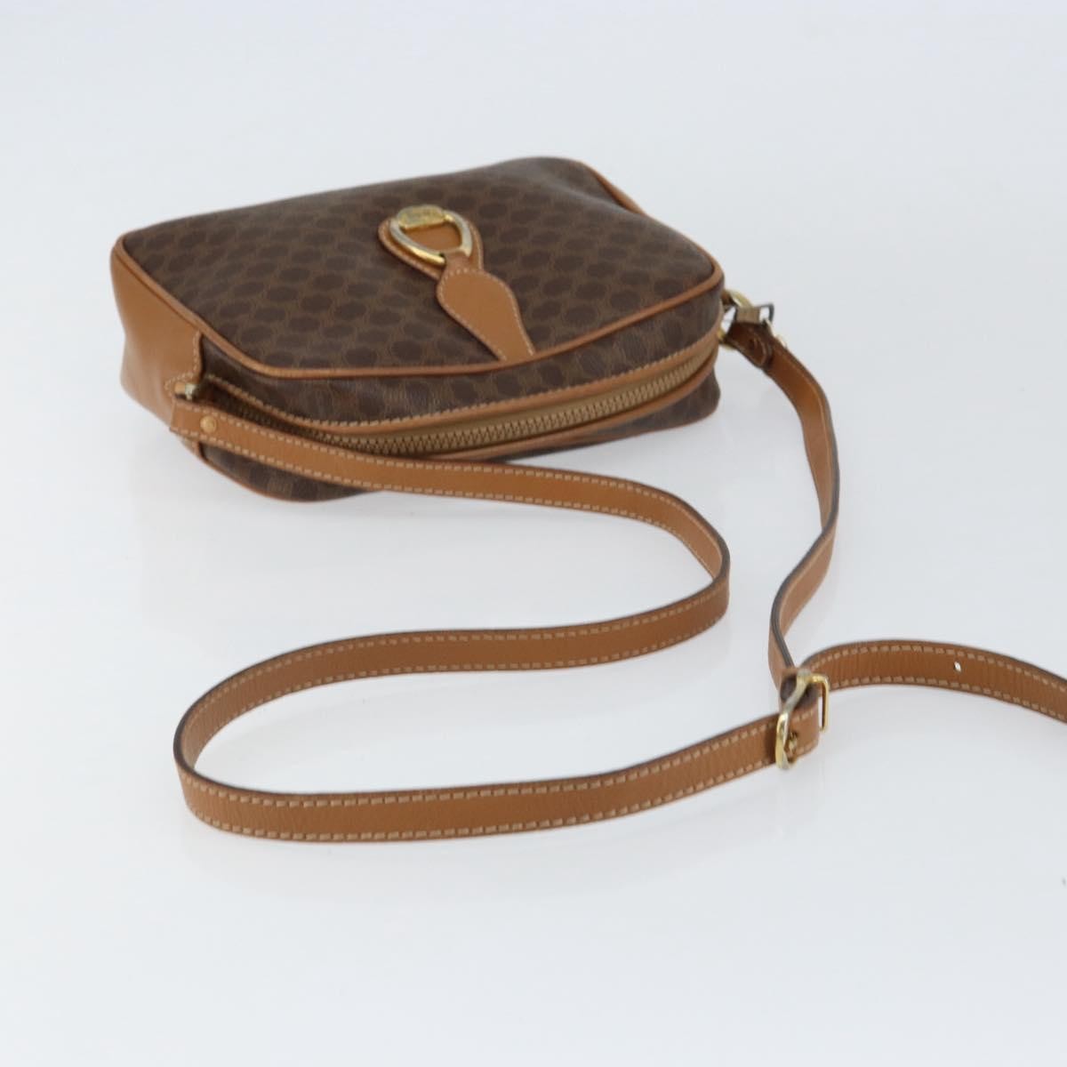 Celine Vintage Macadam Shoulder Bag Canvas and Leather, BROWN, CANVAS, Shoulder bag